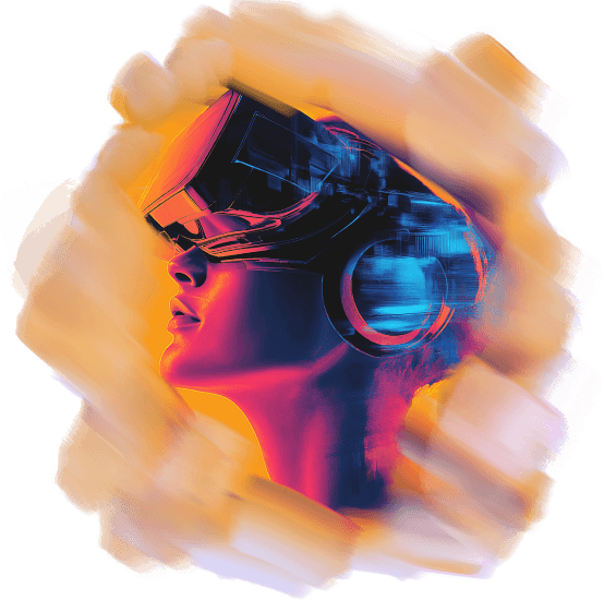 Abstract portrait of a girl in VR spectacles